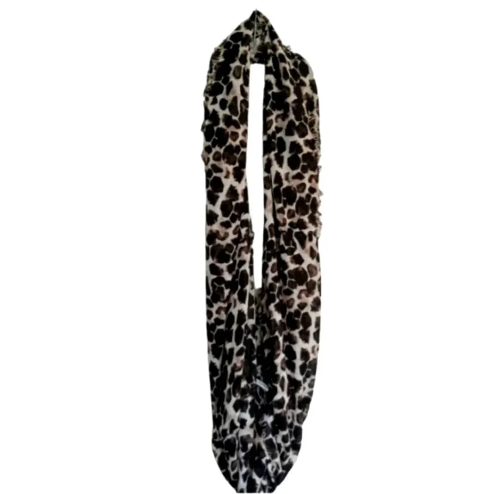 Nine West Black White Leopard Print Infinity Scarf